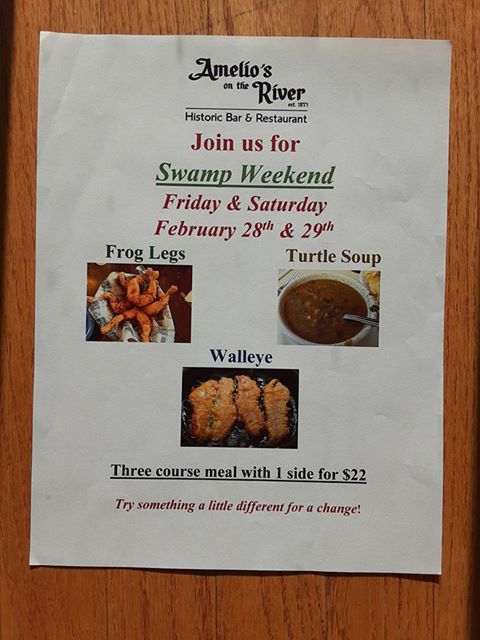 Flyer for Swamp Weekend at Amelio's on the River